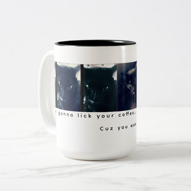 2 Couleurs Tasse Lècheur de café : Orion mon chat (Devant gauche)