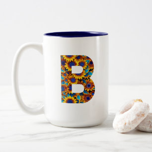 2 Couleurs Tasse lettre B avec tournesols