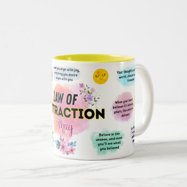 2 Couleurs Tasse Loi D'Attraction (Devant droit)