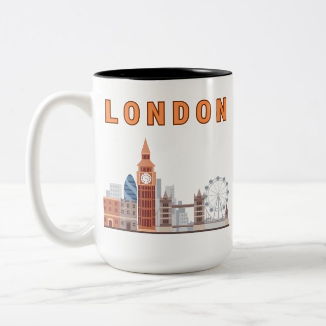 2 Couleurs Tasse Londres Skyline Deux Tons 15 oz. (Gauche)