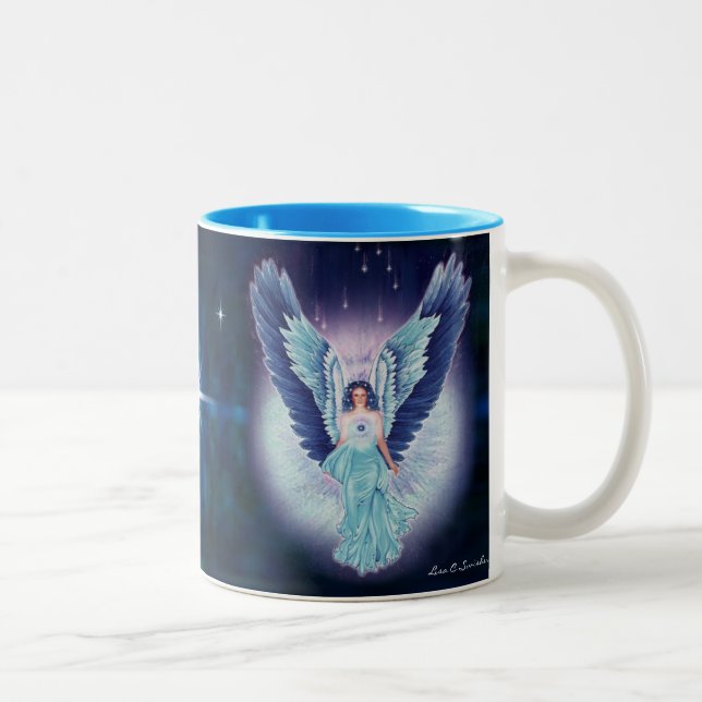 2 Couleurs Tasse magnifique d'ange bleu de saphir de (Droit)