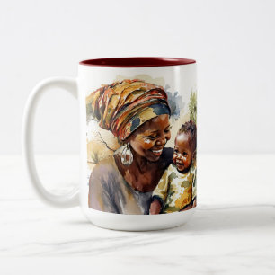 2 Couleurs Tasse Maman et Bébé Africains