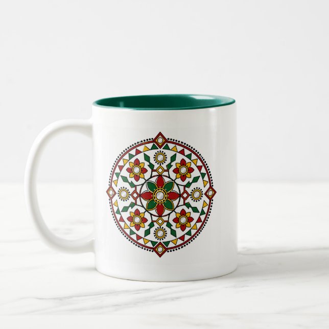 2 Couleurs Tasse Mandala Miroir (Gauche)