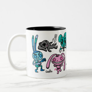 2 Couleurs Tasse mauvaise de lapins