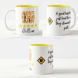 2 Couleurs Tasse Meilleur Patron Jamais (Monogramme Initial d