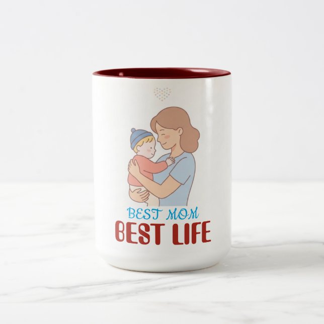 2 Couleurs Tasse Meilleure Maman Meilleure Vie, Maman Serrant (Centre)