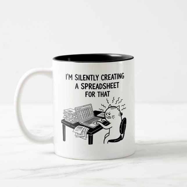 2 Couleurs Tasse Mème Chat Comptable Drôle Stressé (Gauche)