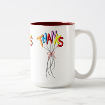 Tasse "Merci" coloré écrit avec des ballons de rem