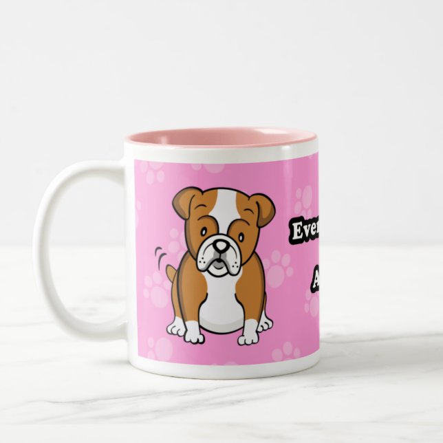 2 Couleurs Tasse mignonne de bouledogue de bande dessinée (Gauche)