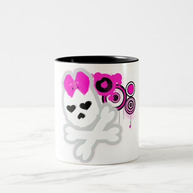 2 Couleurs Tasse mignonne de crâne (Centre)
