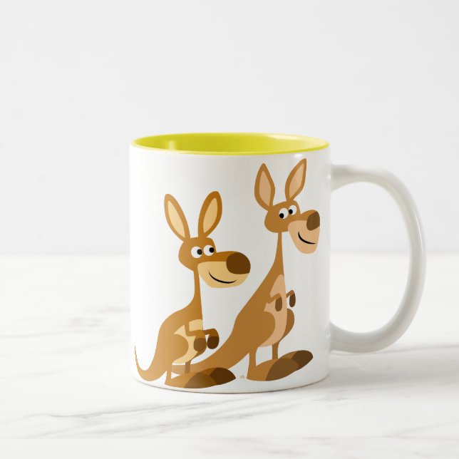 2 Couleurs Tasse mignonne de deux kangourous de bande (Droit)