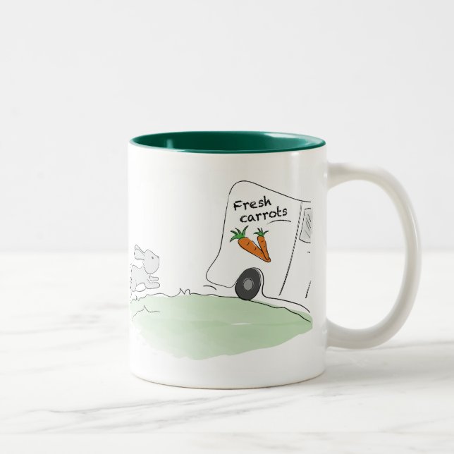 2 Couleurs Tasse mignonne de lapin (chassant des carottes) (Droit)