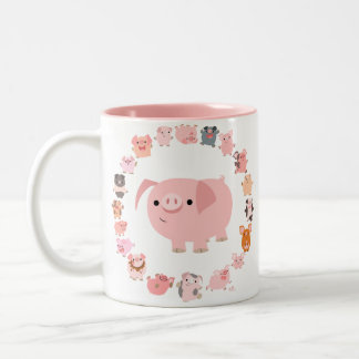2 Couleurs Tasse mignonne de mandala de porcs de bande