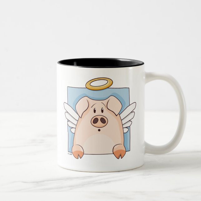2 Couleurs Tasse mignonne de porc d'ange de bande dessinée (Droit)