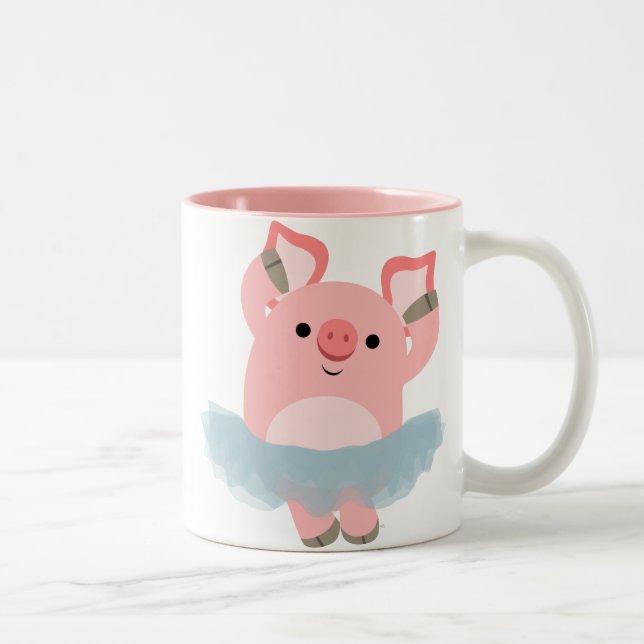 2 Couleurs Tasse mignonne de porc de ballerine de bande (Droit)