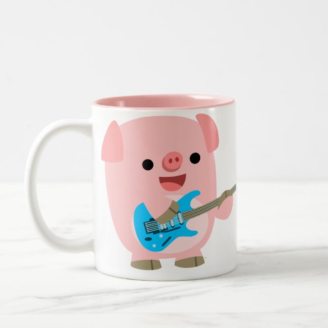2 Couleurs Tasse mignonne de porc de bande dessinée de Rockin (Gauche)