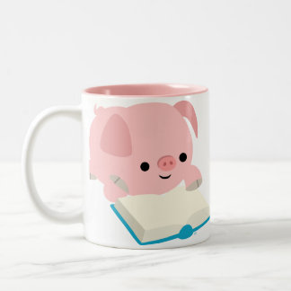 2 Couleurs Tasse mignonne de porcelet de lecture de bande