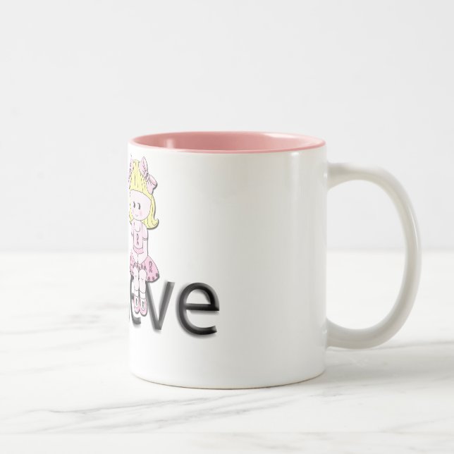 2 Couleurs Tasse mignonne de ruban rose (Droit)