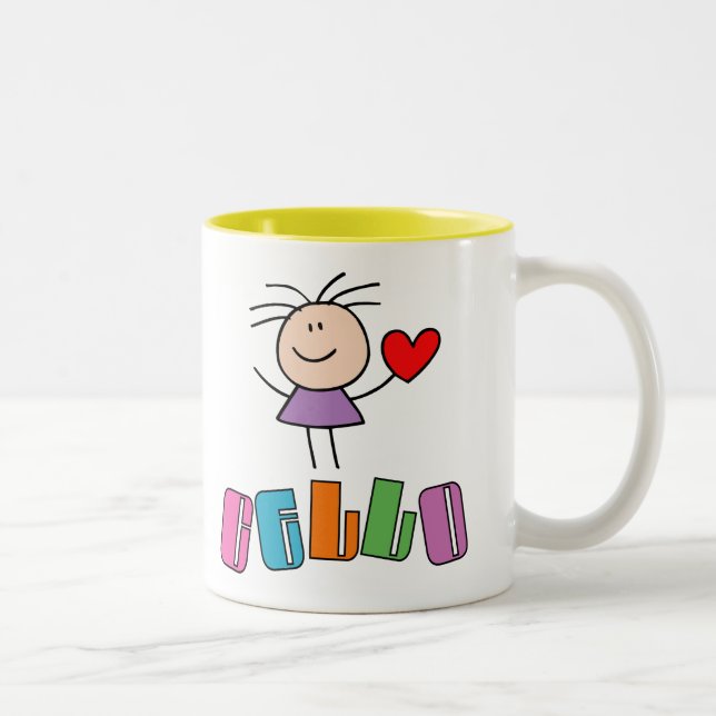 2 Couleurs Tasse mignonne de violoncelle d'amour d'I (Droit)