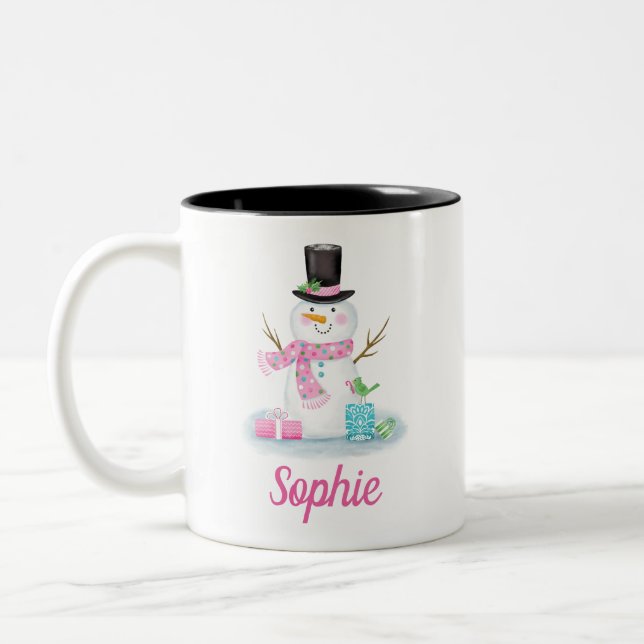 2 Couleurs Tasse mignonne d'hiver de bonhomme de neige de (Gauche)