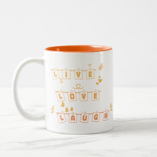 2 Couleurs Tasse mignonne Live Love Laugh Notedry (Gauche)