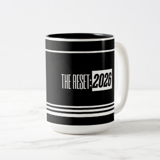 2 Couleurs Tasse minimale noire et blanche Reset 2026