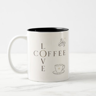 2 Couleurs Tasse minimaliste J'aime le café | Tasse mignonne