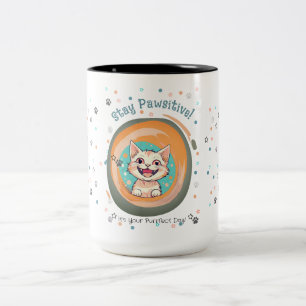 2 Couleurs Tasse minimaliste Restez Pawsitive / Chat / Encour