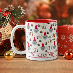 2 Couleurs Tasse moderne rouge gnome de Noël à deux tons