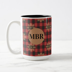 2 Couleurs Tasse monogramme Cuisine de campagne avec flocons