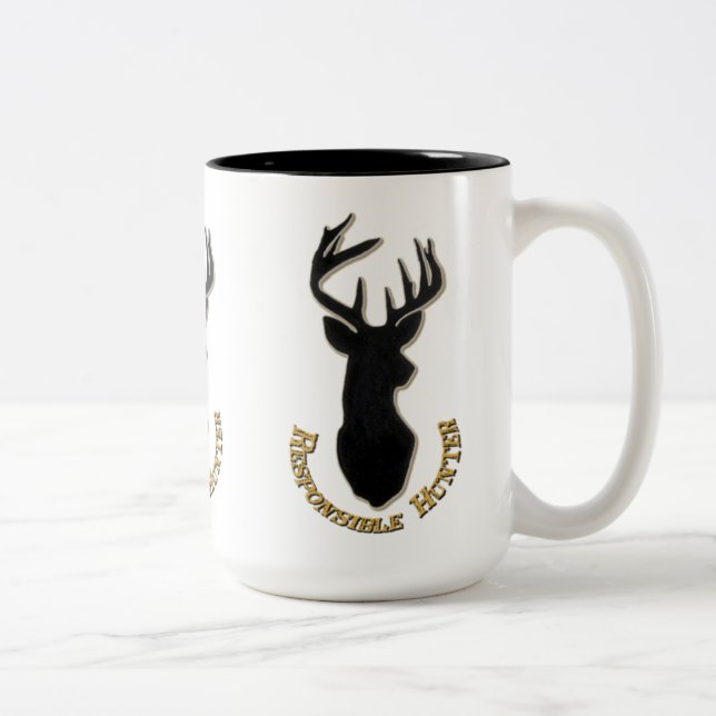 2 Couleurs Tasse motif cerf chasseur responsable (Droit)
