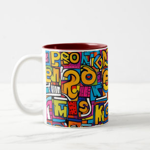 2 Couleurs Tasse - Motif géométrique abstrait d'art pop 28