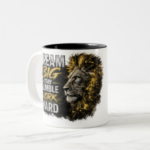 2 Couleurs Tasse Motivante Lion Rêve Grand Reste Humble