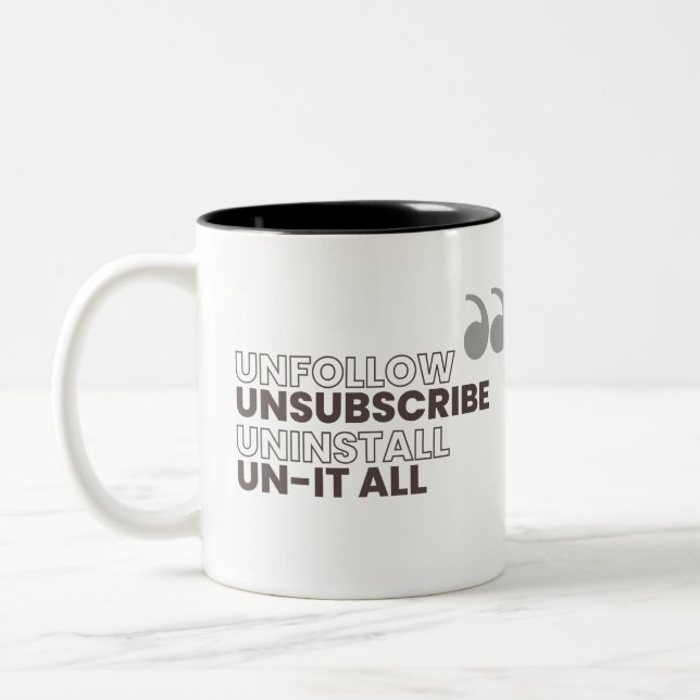 2 Couleurs Tasse Ne plus suivre, Se désabonner, Désinstaller, (Gauche)