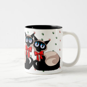 2 Couleurs Tasse - Noël de chat siamois