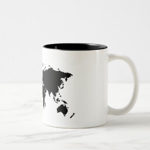2 Couleurs Tasse noire de base de carte du monde