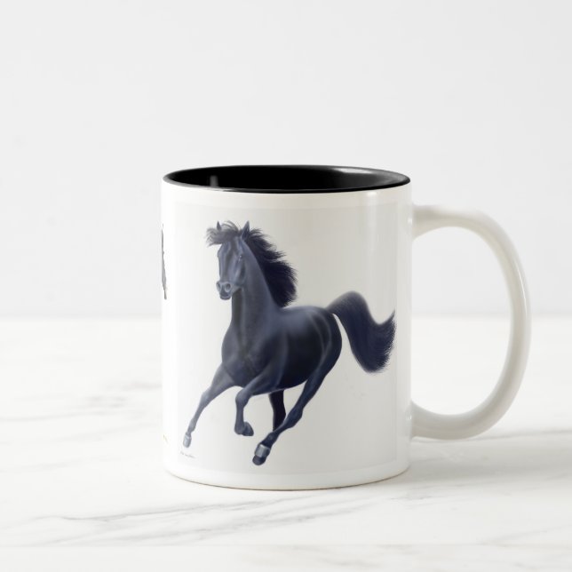 2 Couleurs Tasse noire de chevaux de pur sang (Droit)