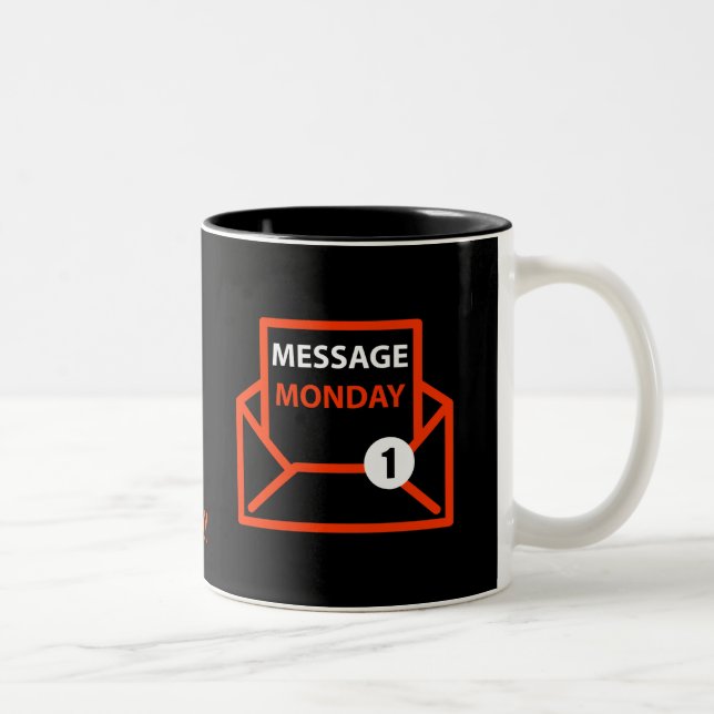 2 Couleurs Tasse noire de lundi de message (Droit)