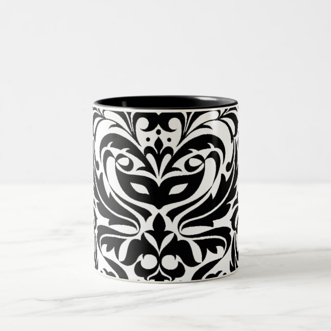2 Couleurs Tasse noire et blanche de damassé de mascarade (Centre)