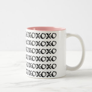 2 Couleurs Tasse noire et blanche de la conception XOXO