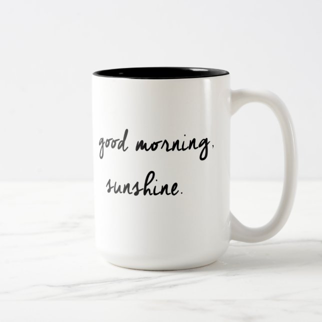 2 Couleurs Tasse noire et blanche de soleil bonjour (Droit)