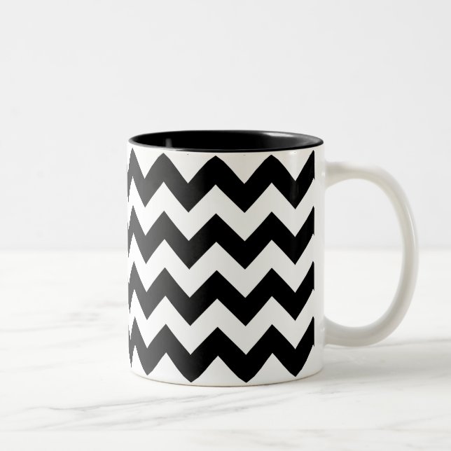 2 Couleurs Tasse noire et blanche d'impression de Chevron (Droit)