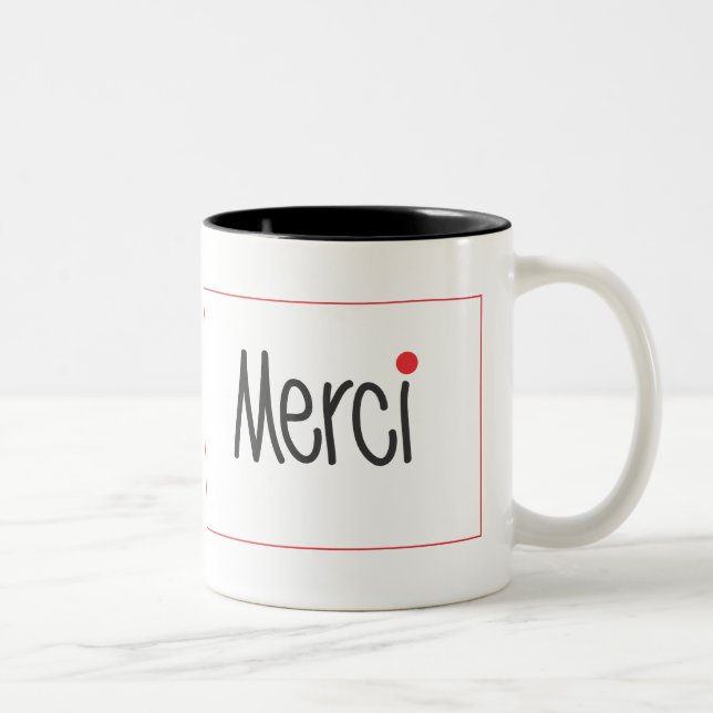 2 Couleurs Tasse noire et rouge de Merci de Merci (Droit)