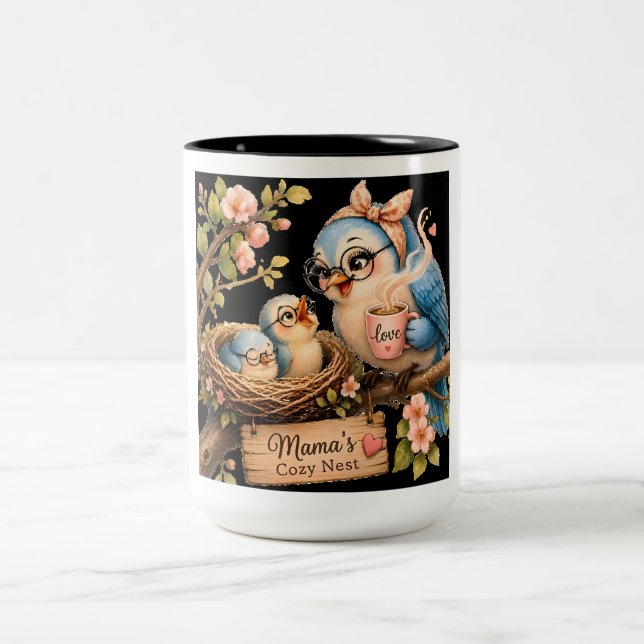 2 Couleurs Tasse noire Nid Douillet de Maman  (Centre)