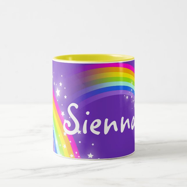 2 Couleurs Tasse nommée personnalisée de pourpre (Centre)