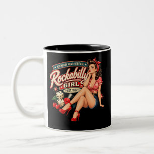 2 Couleurs Tasse NRH Rockabilly Girl – Ame de pin-up vintage 