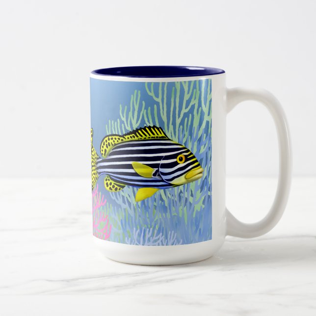 2 Couleurs Tasse orientale de poissons de récif de Sweetlips (Droit)