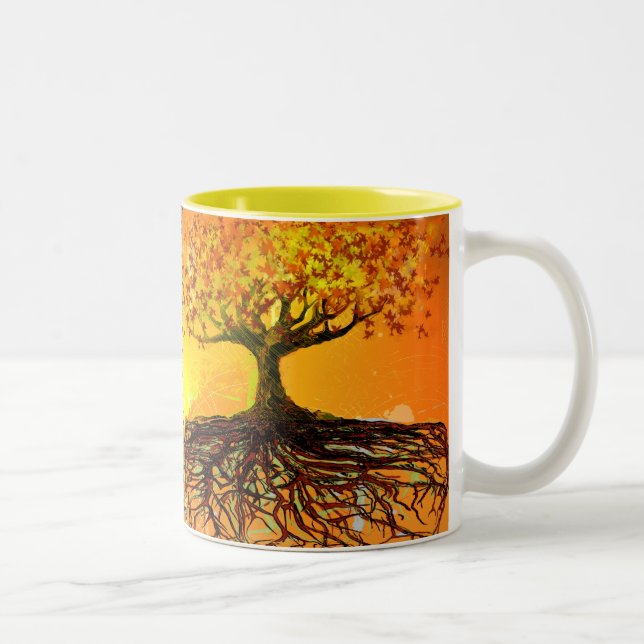 2 Couleurs Tasse Original Art-Roots Run Deep Café (Droit)