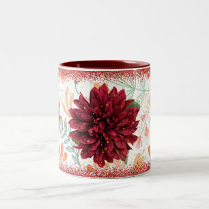 2 Couleurs Tasse Pailletée Fleur Rouge, Esthétique Florale Ét