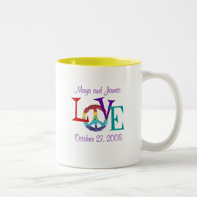 2 Couleurs Tasse Paix & Amour (Droit)
